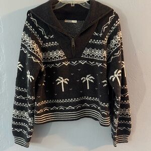 Marine Layer Black and White Cowl Neck Sweater